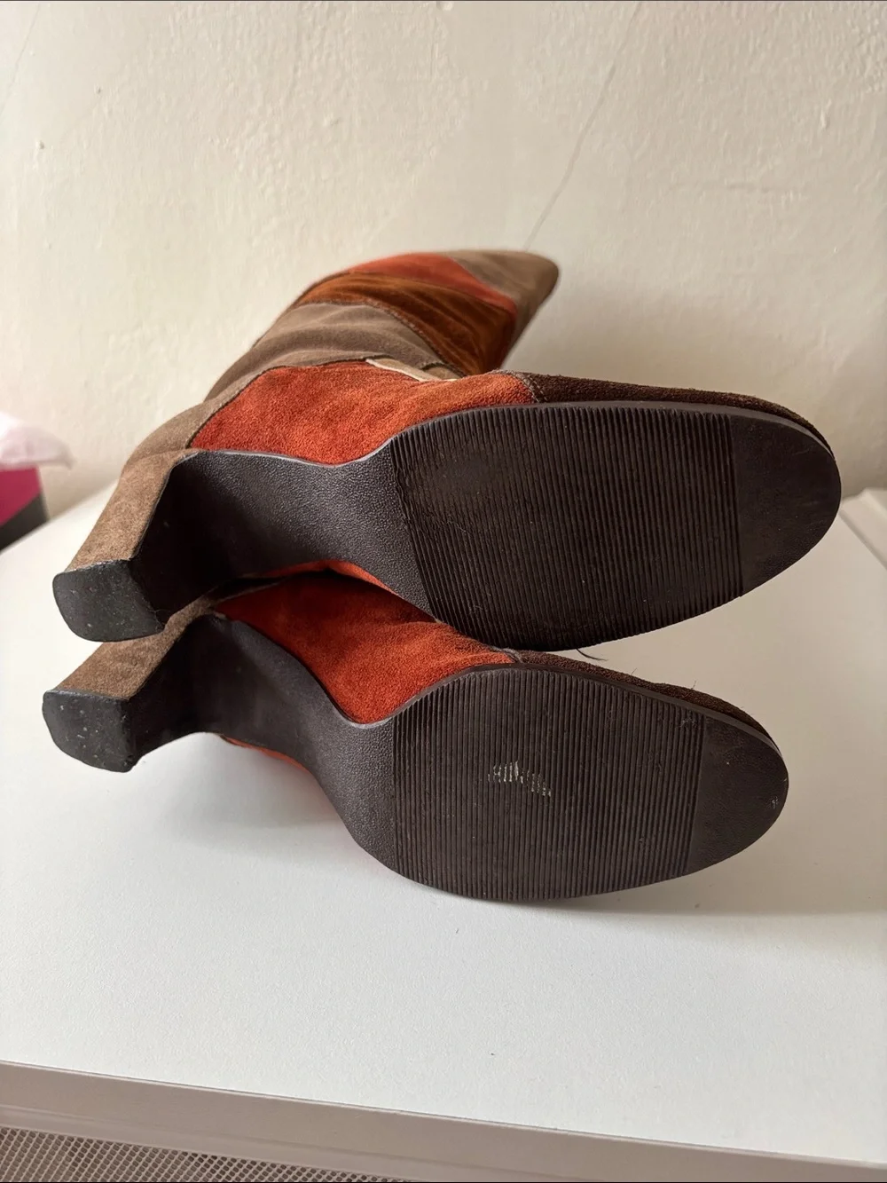 Vintage Patchwork Suede Boots